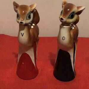 Vintage Pair Deer Oil & Vinegar Cruets
